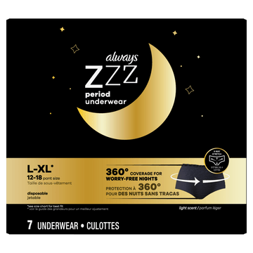 Always ZZZ Period Underwear Size L - XL Scent (7ct) - Brandco Direct Inc