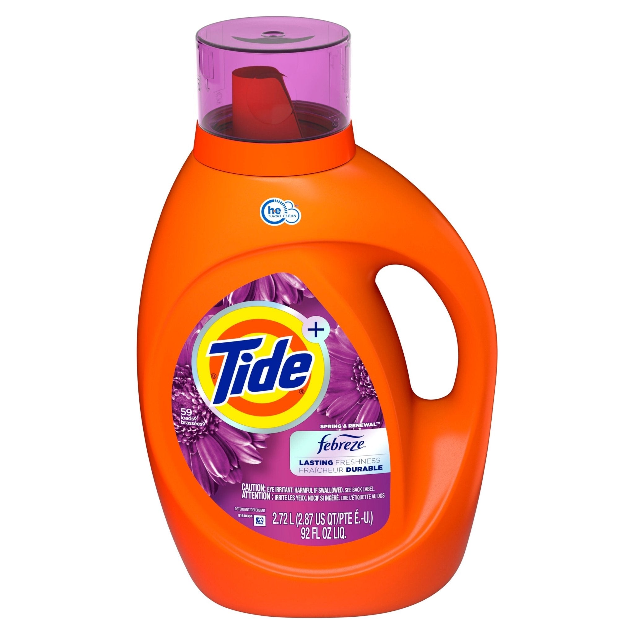 Tide Liquid Laundry Detergent High Efficiency Febreze Spring&Renwel 59Loads (2.72L) - Brandco Direct Inc