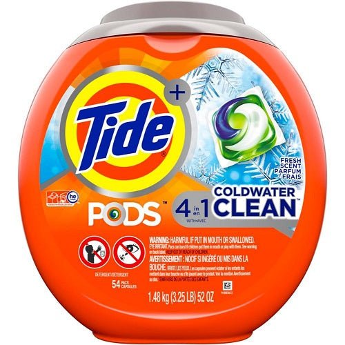 Tide Pods Cold Water 4in1 54 ct (1.53 kg) - Brandco Direct Inc