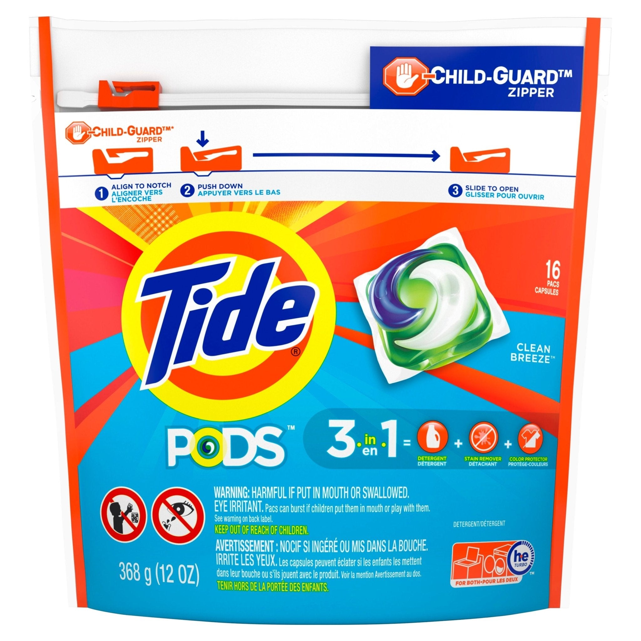 Tide Pods Detergent Clean Breeze 16ct(398g) - Brandco Direct Inc