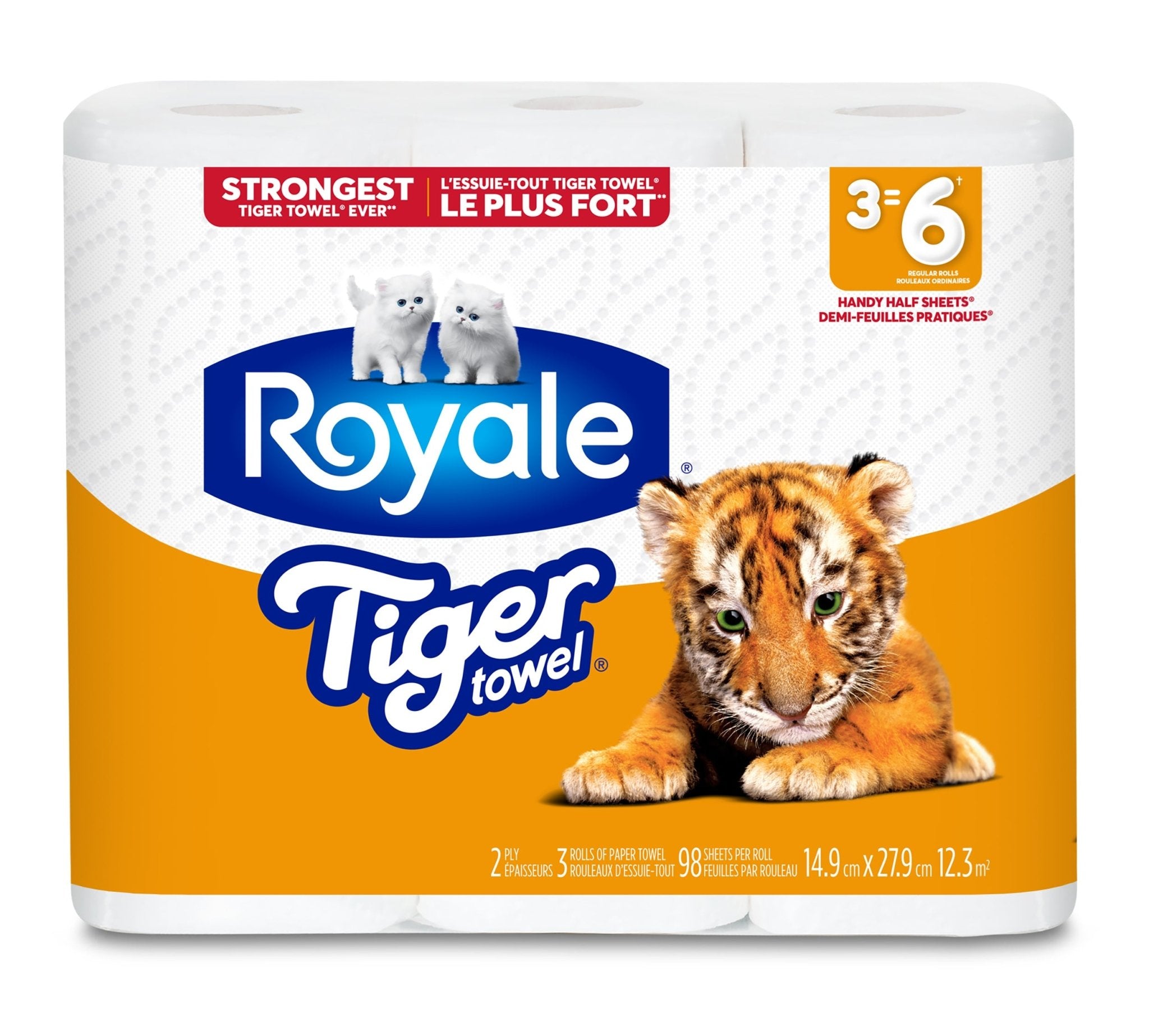 Royale Tiger Paper Towel 3LR=6R HHT 2Ply (98S) - Brandco Direct Inc