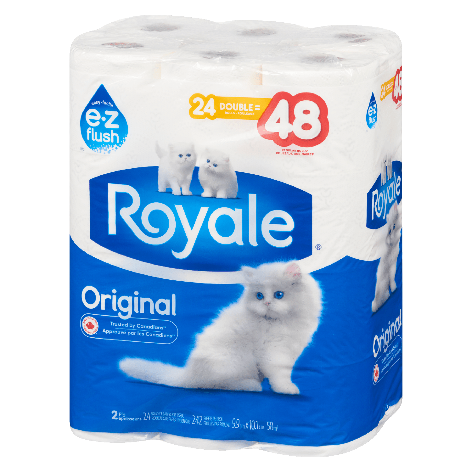 Royale Toilet Paper 24DR=48R 2Ply 242S (24Rolls) - Brandco Direct Inc