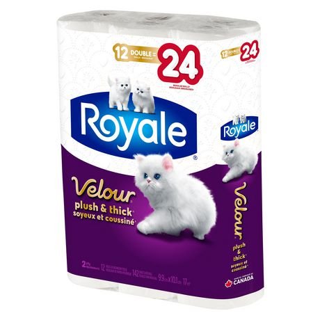 Royale Velour Bathroom Tissue 12DR=24R 2Ply 142S(12R) - Brandco Direct Inc