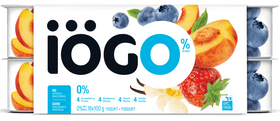 IOGO Strawberry, Blueberry, Peach, Vanilla, Fat Free Yogurt Cups 0% 16x100.0 g - Brandco Direct Inc
