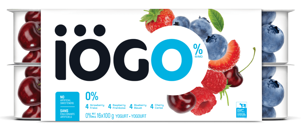 IOGO Strawberry,Raspberry,Blueberry,Cherry Fat Free Yogurt Cups 0% 16x100.0 g - Brandco Direct Inc