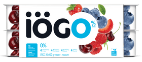 IOGO Strawberry,Raspberry,Blueberry,Cherry Fat Free Yogurt Cups 0% 16x100.0 g - Brandco Direct Inc