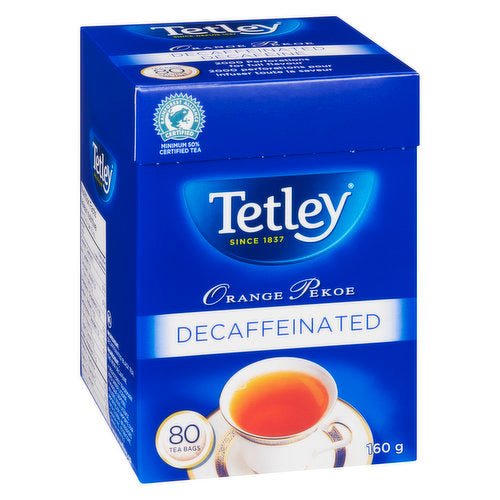 Tetley Decaffeinated Orange Pekoe 80's (160g) - Brandco Direct Inc