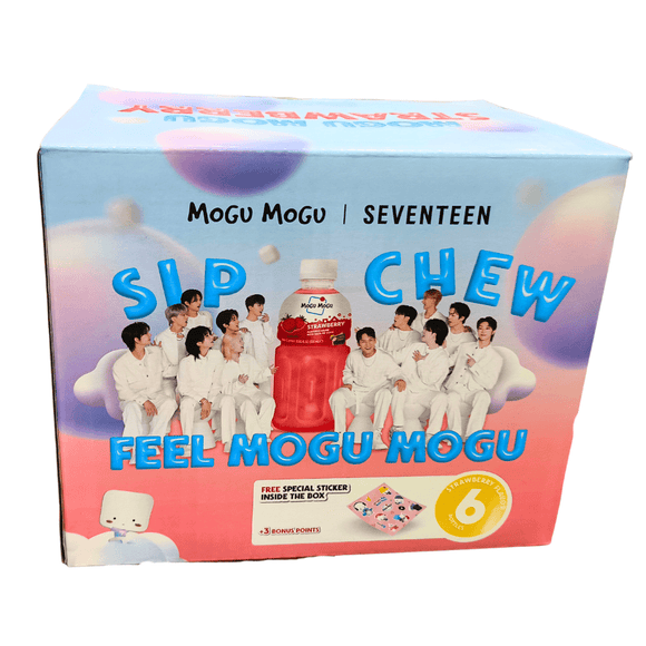 Mogu Mogu Seventeen Limited Edition | Strawberry Flavored Drink with Nata De Coco 6*320ml - Brandco Direct Inc