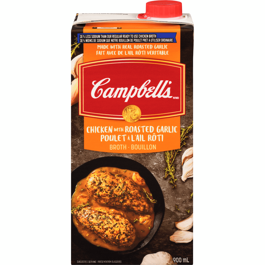 Campbell's Roasted Garlic Chick Broth 30% LS (900ml) - Brandco Direct Inc