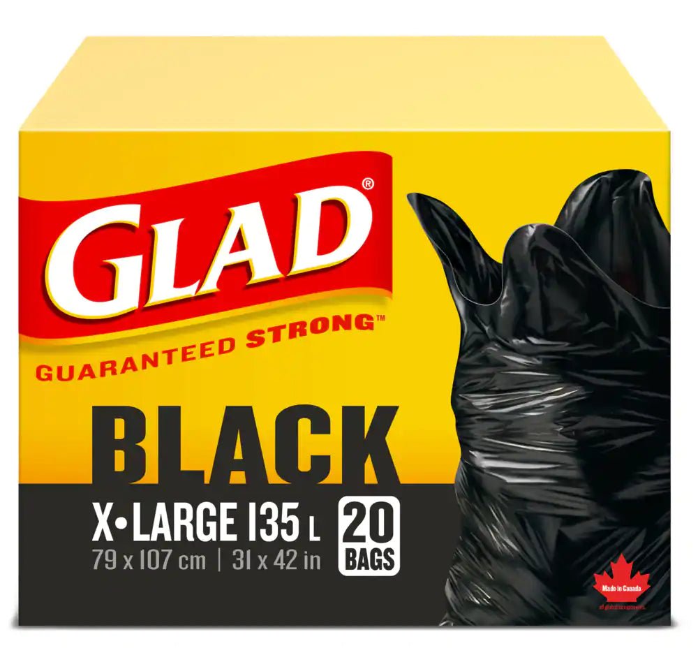 Glad Easy - Tie Black X - Large Garbage 135L(20s) - Brandco Direct Inc