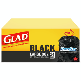 Glad Black Large Garbage Bag 90L 76x83cm (24's) - Brandco Direct Inc