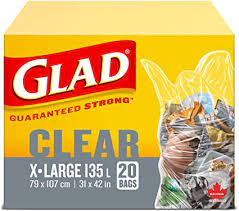 Glad Clear Easy - Tie X - Large Garbage Bags 135L(20's) - Brandco Direct Inc