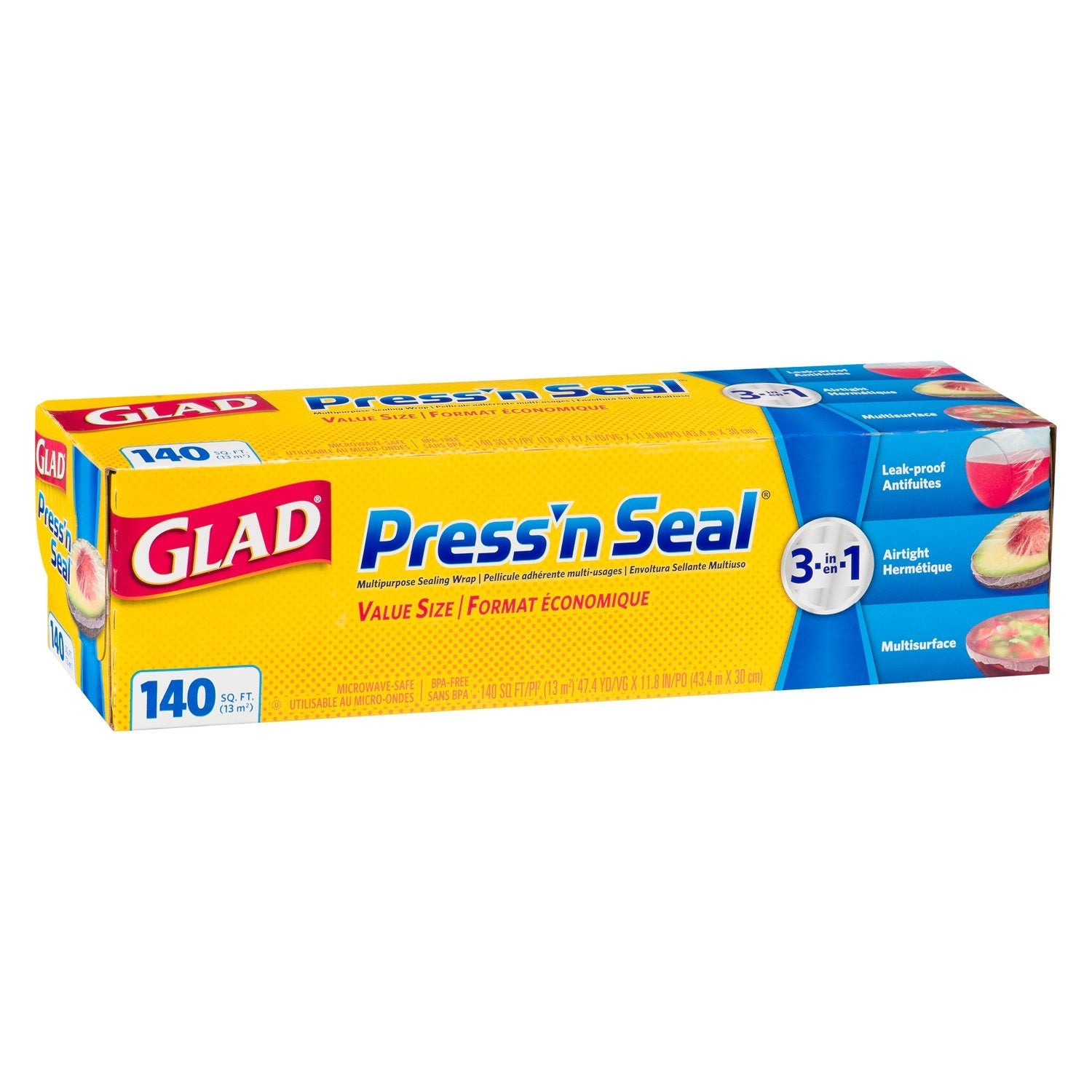 Glad Press'n Seal Plastic Wrap 43.4mx30cm(140SQFT) - Brandco Direct Inc