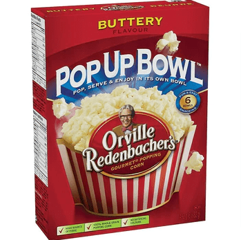 Orville Pop Up Bowl Red Buttery Popcorn 6 Bags (492g) - Brandco Direct Inc