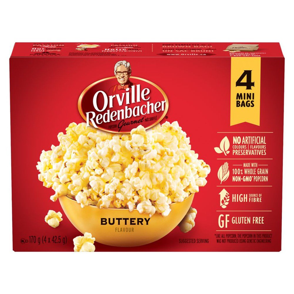 Orville Red Buttery Mini Bags Popcorn 4 Bags (4x42.5g) - Brandco Direct Inc