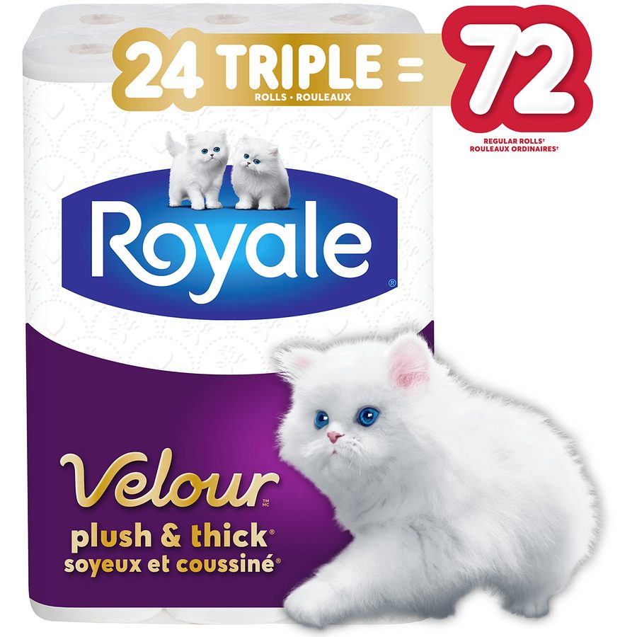 Royale Velour Bathroom Tissue 24TR=72R 2Ply 213S (24R) - Brandco Direct Inc