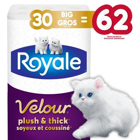 Royale Velour Toilet Paper 30BR=62R 2Ply 147S(30Rolls) - Brandco Direct Inc