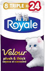 Royale Velour Bathroom Tissue 8TR=24R 2Ply 213S (8R) - Brandco Direct Inc