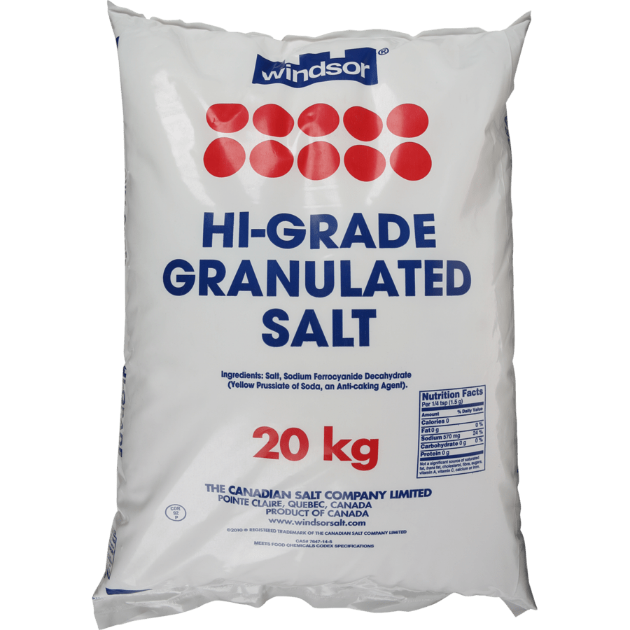 Windsor Hi - Grade Granulated Salt (20kg) - Brandco Direct Inc