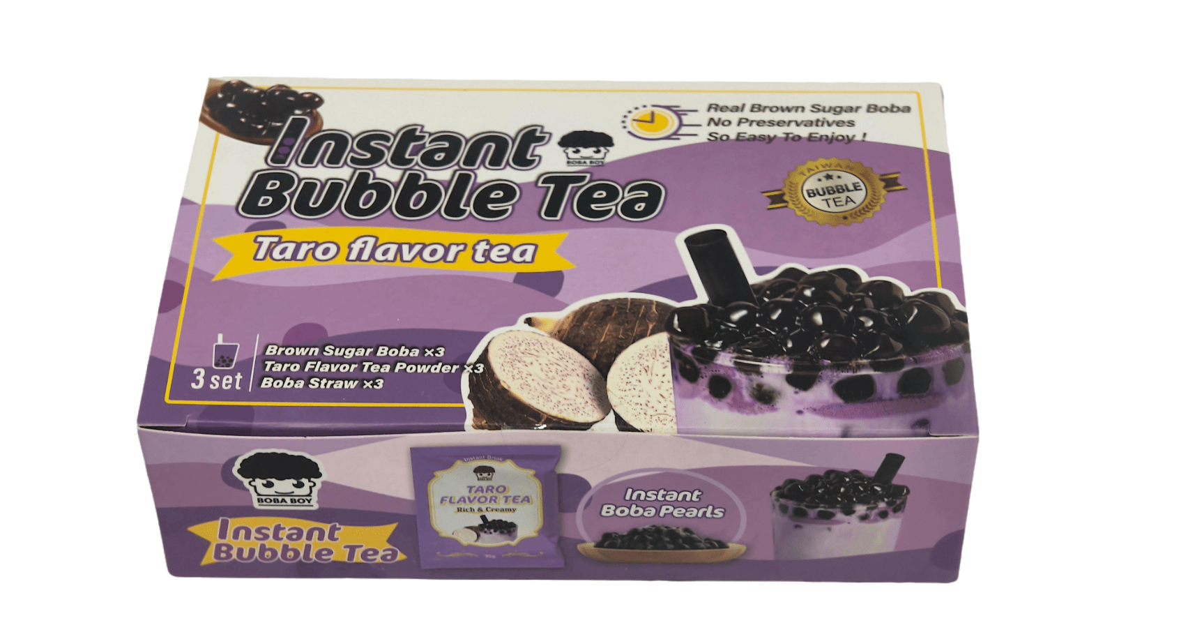 BOBA BOY Taro Pearl Milk Tea 3 - Piece Set 110g - Brandco Direct Inc