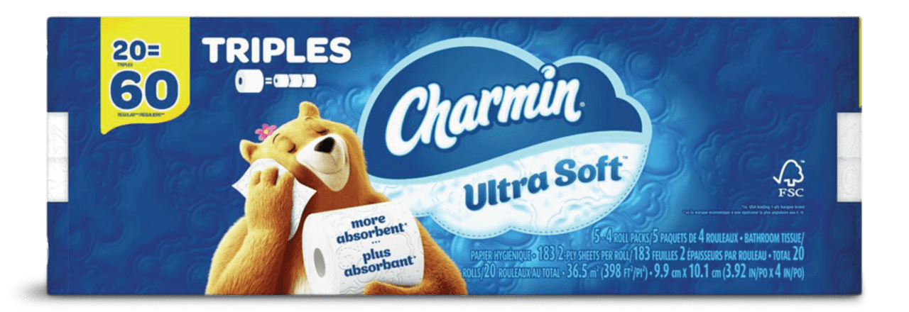 Charmin Ultra Soft Toilet Paper 2Ply 20TR=60R(183S) - Brandco Direct Inc