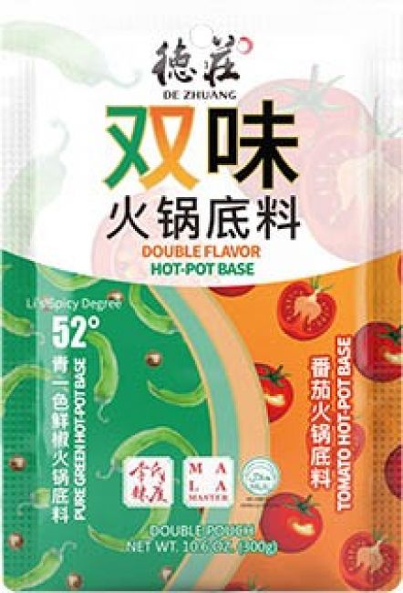 De Zhuang Hot Pot Base Pure Green/Tomato (2x150g) - Brandco Direct Inc