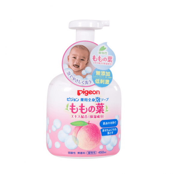 Pigeon Medicinal Body Foam Soap with Peach Leaf Extract 450Ml Moisturizing - Brandco Direct Inc