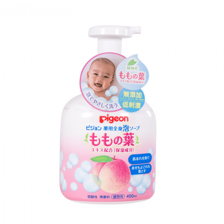 Pigeon Medicinal Body Foam Soap with Peach Leaf Extract 450Ml Moisturizing - Brandco Direct Inc