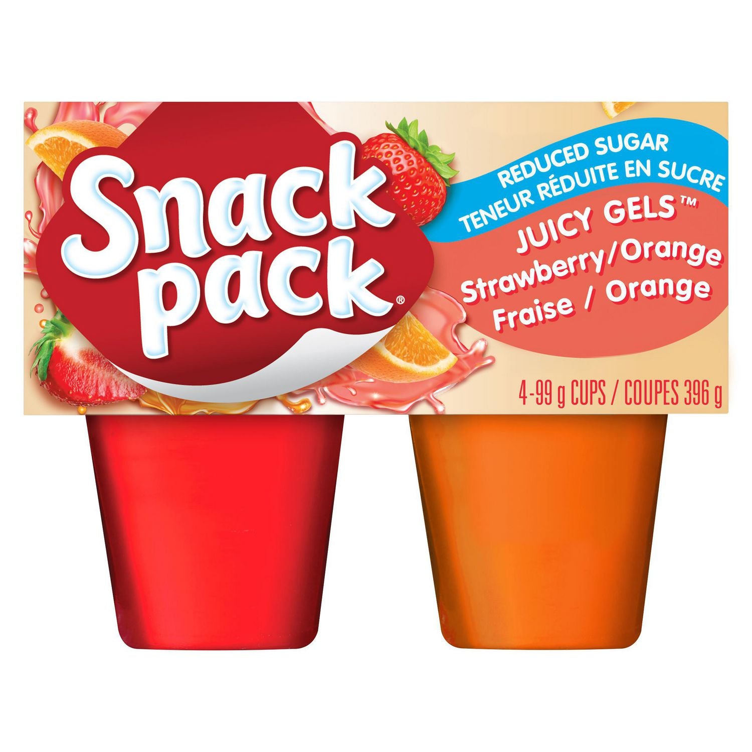 Hunt's Strawberry Orange Juicy Gels Snack Pack 4 Cups