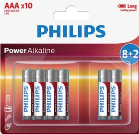 Philips Power Alkaline Battery AAA 8+2 Blister (10ct)