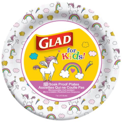 Glad Kid Plates Unicorn-7inch Plates (20 Ct)