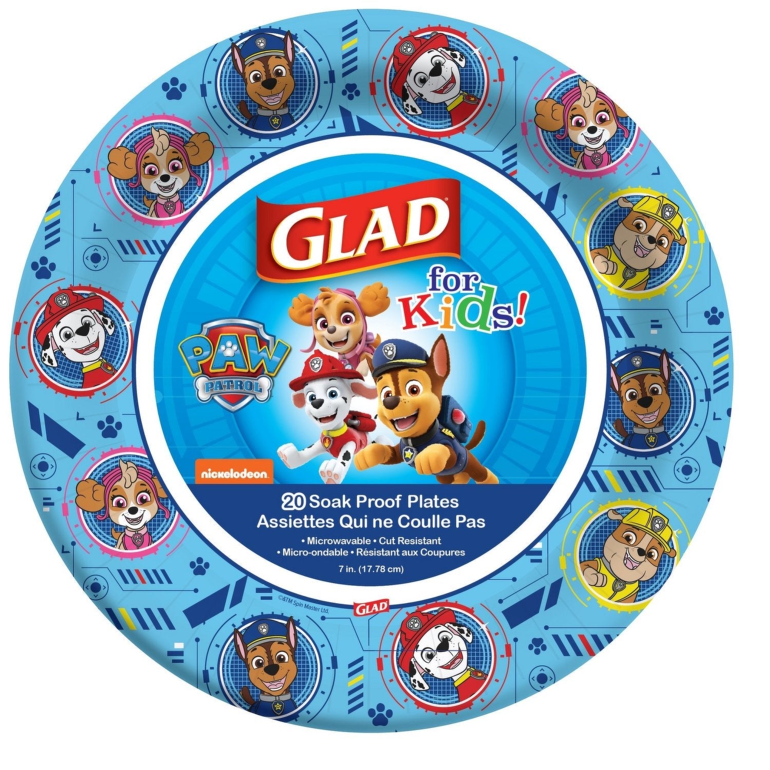 Assiettes pour enfants Glad Paw Patrol - Assiettes de 7 pouces (20 unités)