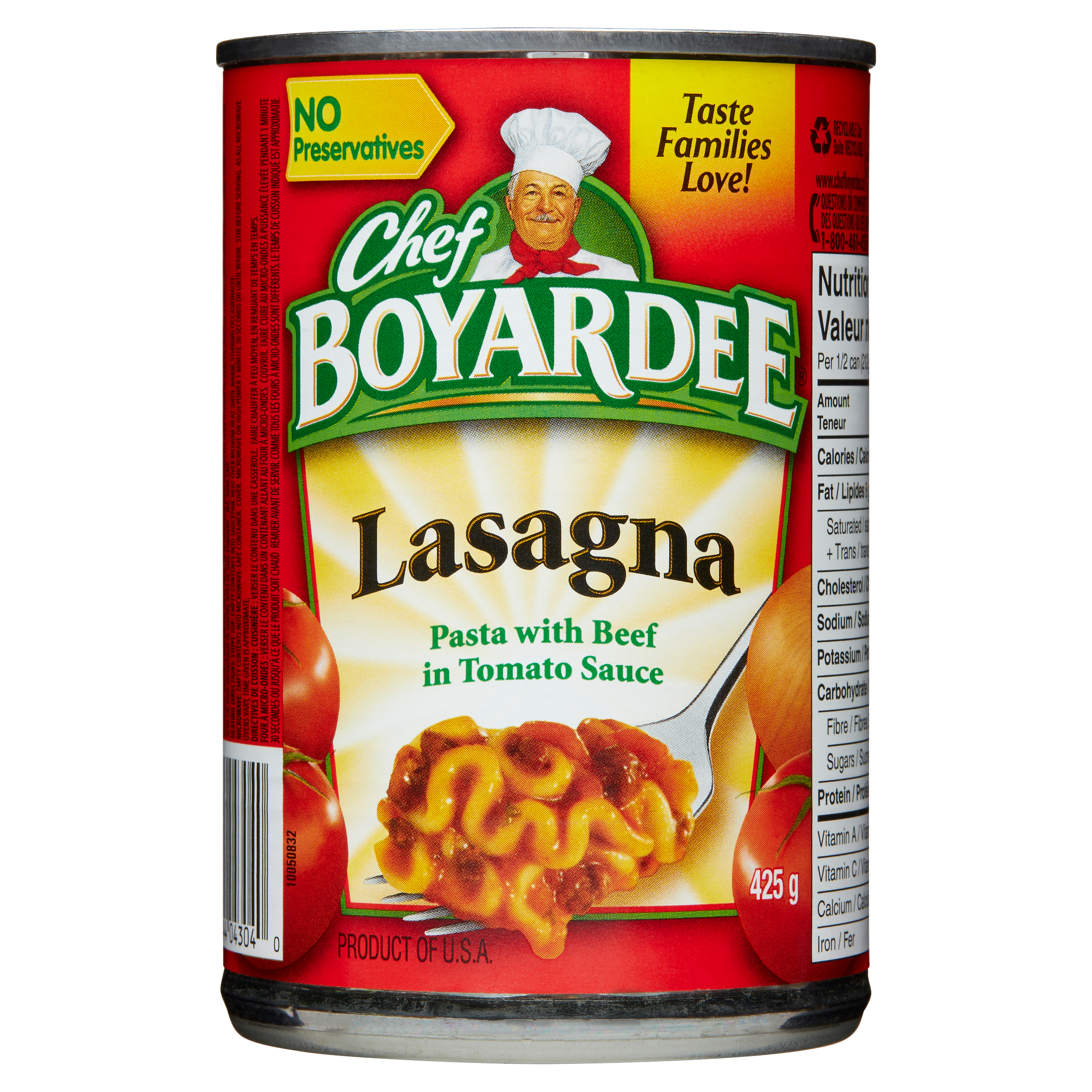 Pâtes en conserve pour lasagnes Chef Boyardee (425 g)