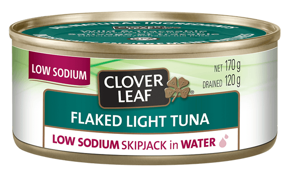 Thon pâle émietté Clover Leaf à faible teneur en sodium dans l'eau (170 g)