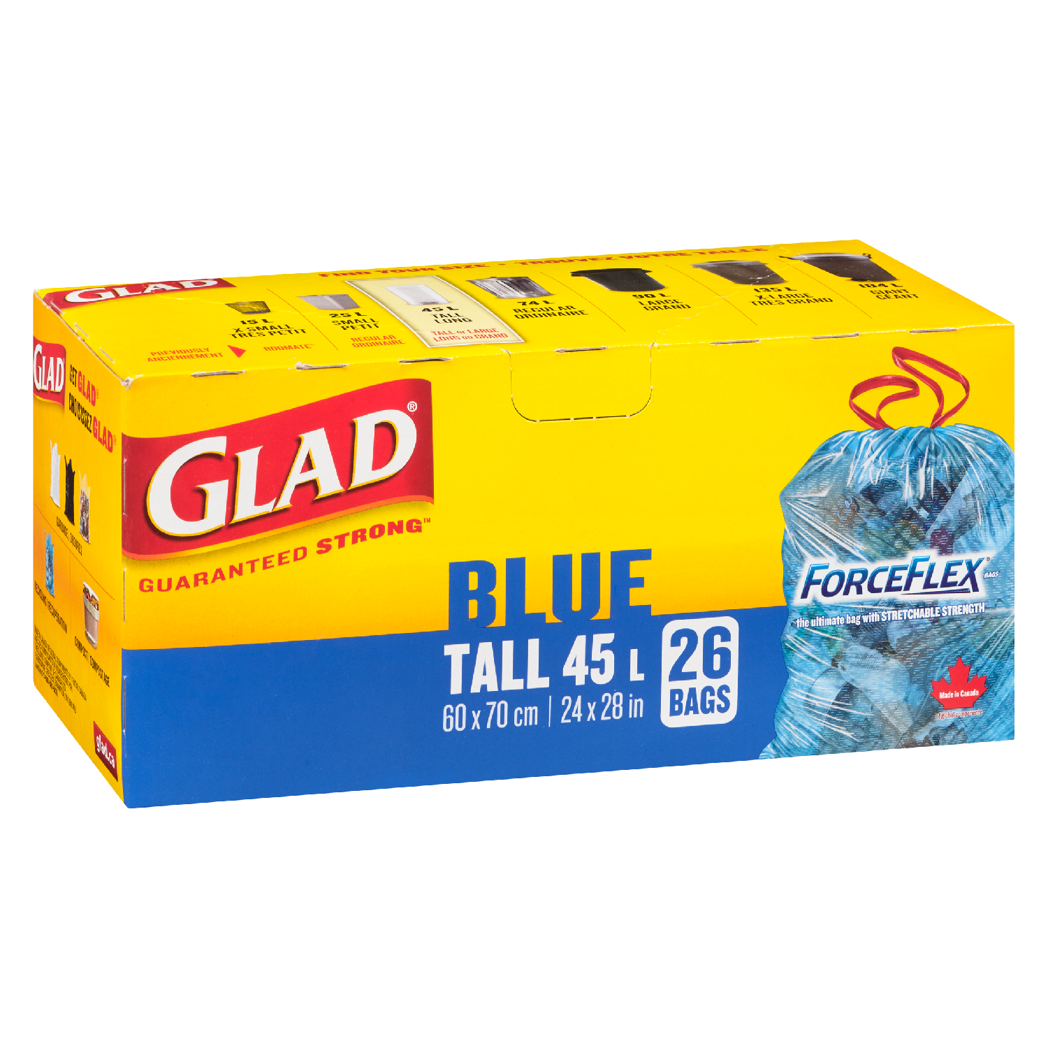 Glad Blue ForceFlex Tall Garbage 45L (26's)