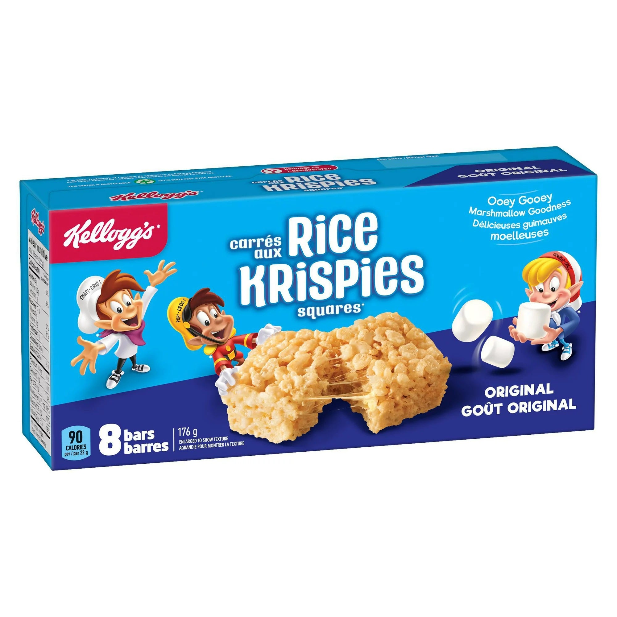 Barres carrées Rice Krispies de Kellogg's, 8 unités (176 g)