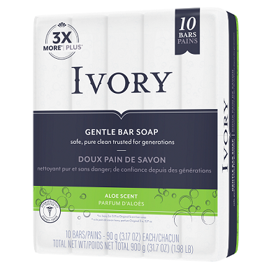 Ivory Gentle Bar Soap Aloe Scent (10x90g)