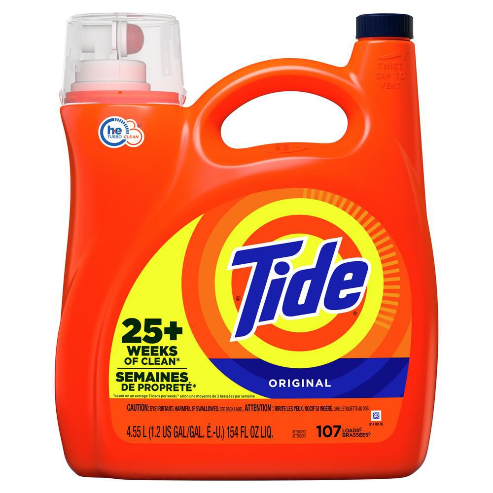 Détergent à lessive liquide Tide Original Haute efficacité 107 brassées (4,55 L)