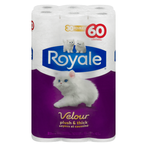 Papier toilette Royale Velour 30DR=60R 2 plis 142S (30 rouleaux)