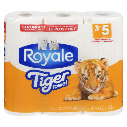 Royale Tiger Paper Towel 3LR=5R 2Ply 82S Half Sheet (3Rolls)