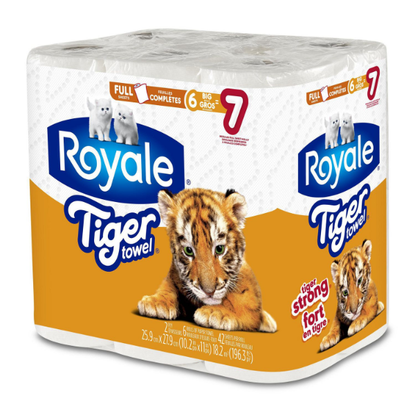 Essuie-tout Royale Tiger 6BR=7R 2 plis 42S FS (6 rouleaux)