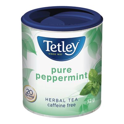 Thé à la menthe poivrée pure Tetley sans caféine, 20 sachets (32 g)