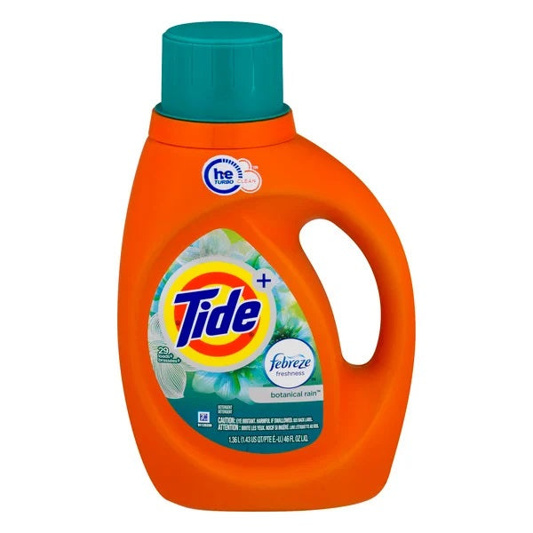 Détergent à lessive liquide Tide haute efficacité Febreze Botanical Rain 29 brassées (1,36 L)