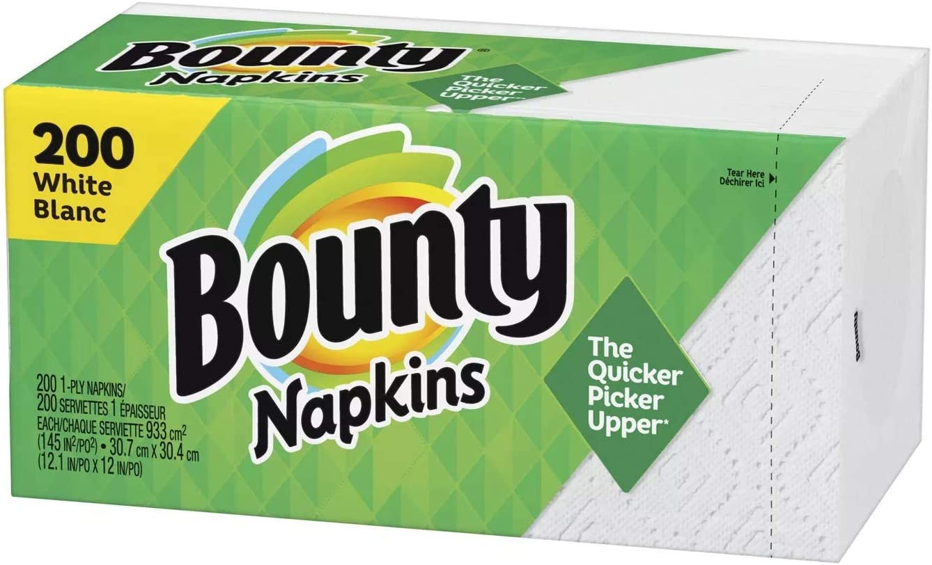 Serviettes Bounty blanches 1 épaisseur (200S)