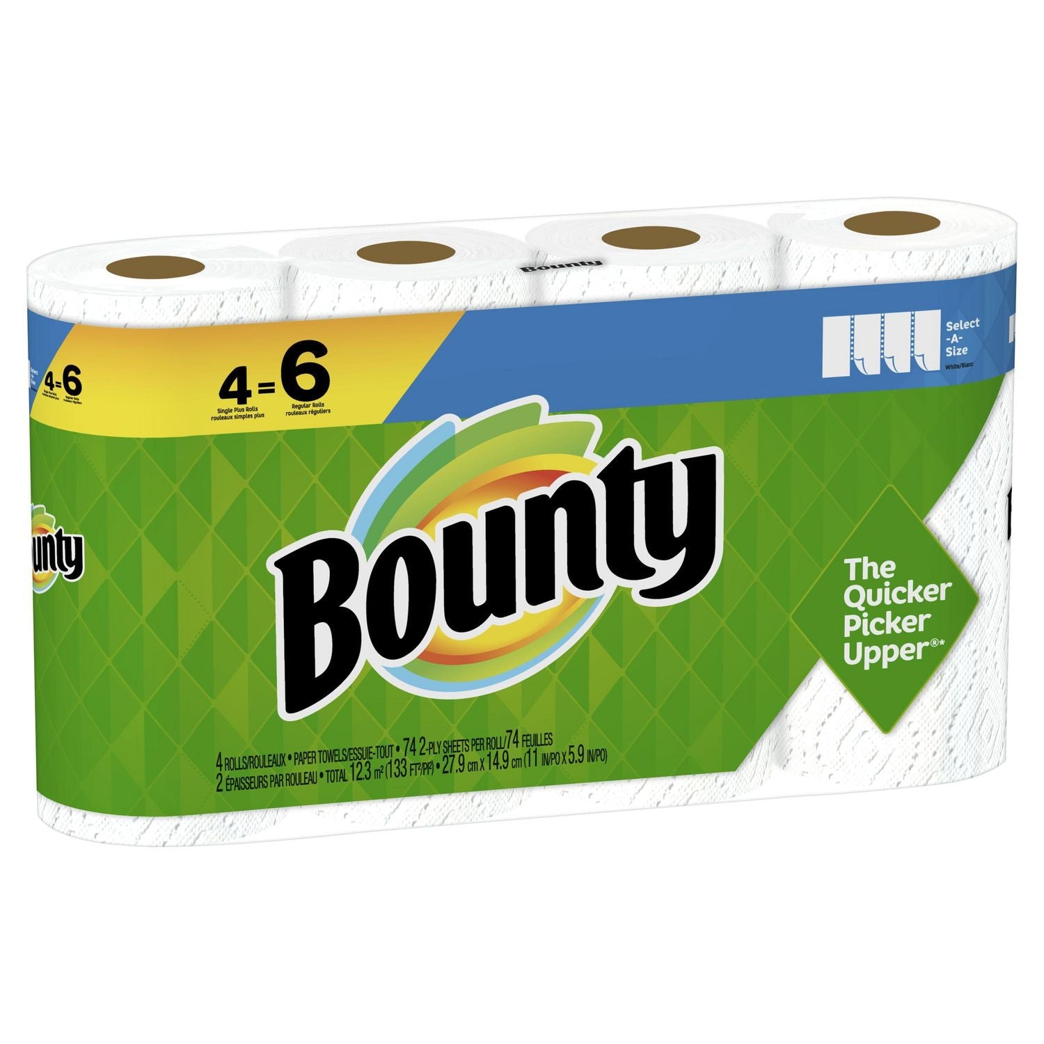 Bounty 纸巾选择尺寸 4BR=6R (74S)