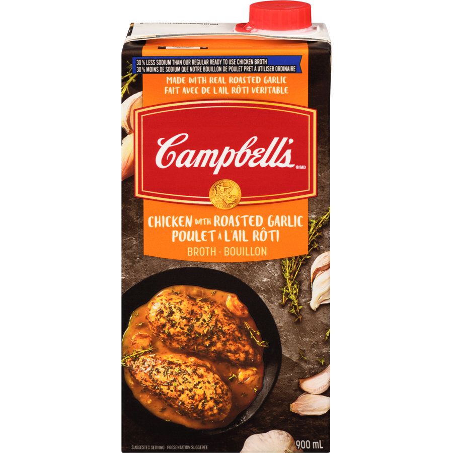 Campbell's Roasted Garlic Chick Broth 30% LS (900ml)