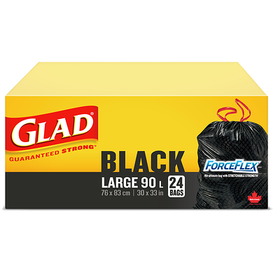 Glad Black Large Garbage Bag 90L 76x83cm (24's)