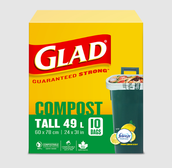 Glad Compostable Bag Tall Fresh Lemon (10's)