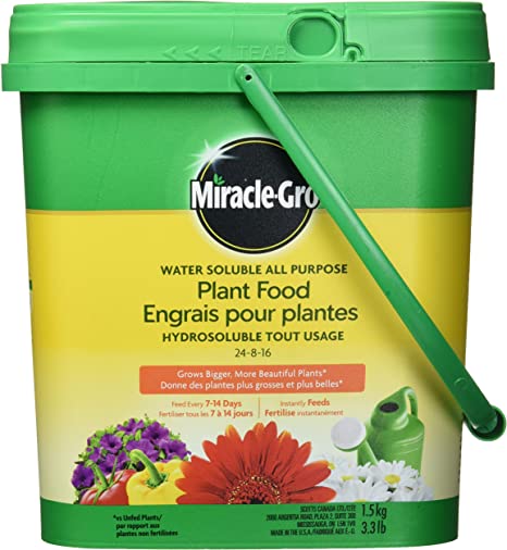 Engrais hydrosoluble tout usage pour plantes Miracle-Gro 24-8-16 (1,5 kg)