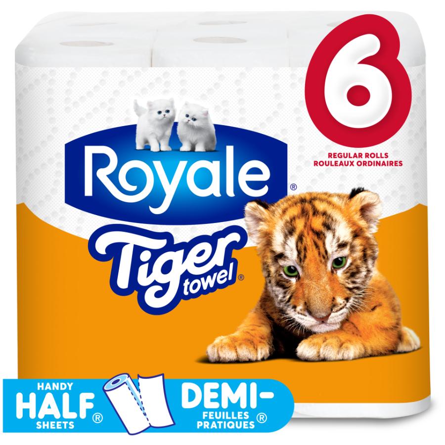 Serviettes en papier Royale Tiger 2 plis 55S demi-feuille (6 rouleaux)